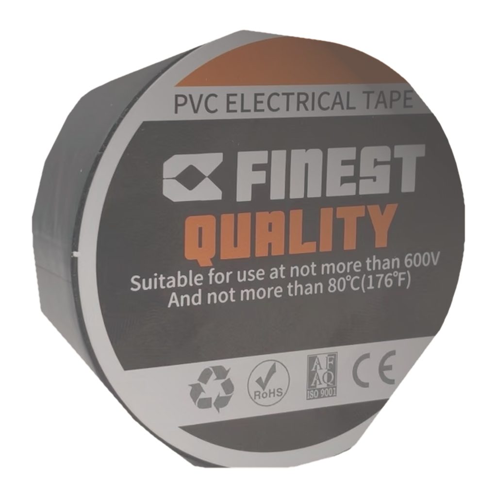 PVC electrical tape roll, factory label facing camera